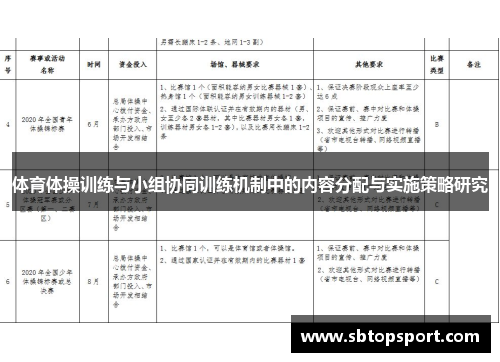 体育体操训练与小组协同训练机制中的内容分配与实施策略研究